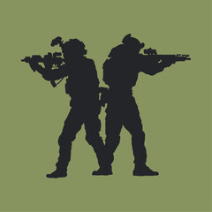 Flat design soldier silhouette illustration