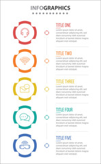 Fototapeta premium Vector Infographic design with icons. process diagram, flow chart, info graph, Infographics for business concept, presentations banner, workflow layout. 5 options or 5 steps. Vertical Steps