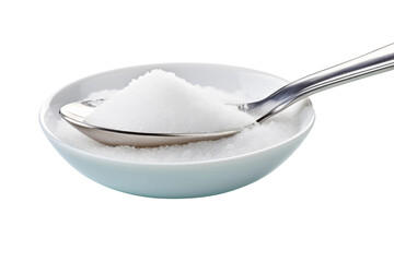 Sugar-Filled Spoon on Bowl. On a White or Clear Surface PNG Transparent Background.