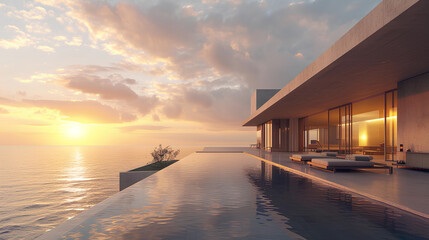 modern minimalistic house perched on a sea cliff
