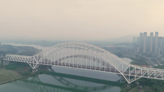 Aerial photography of Qingshan Bridge in Nanning, Guangxi, China