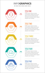 Vector Infographic design with icons. process diagram, flow chart, info graph, Infographics for business concept, presentations banner, workflow layout. 5 options or 5 steps. Vertical Steps