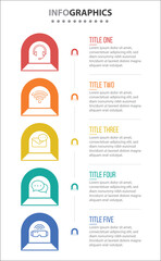 Vector Infographic design with icons. process diagram, flow chart, info graph, Infographics for business concept, presentations banner, workflow layout. 5 options or 5 steps. Vertical Steps