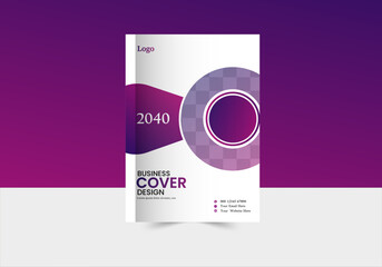Creative modern magazine or book cover layout template graphic
 elements and space for photo background.