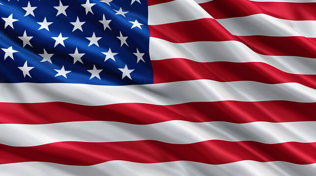 The waving flag of the USA. Silk Cloth with a beautiful American flag for the background and 4th of July celebration. 