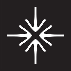 Inward arrow icon vector. Four Arrows icon sign symbol vector. Arrow pointing center vector icon illustration isolated on black background