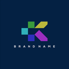 letter K medical technology logo design vector