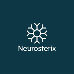 neuron line art circle logo vector