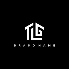 TLG initials house shape logo design vector