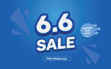 6.6 super sale banner, blue background,