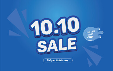 10.10 super sale banner, blue background,