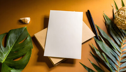  A4 format empty paper note template. White sheet paper mock up. Generative AI.