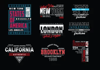 Foto op Canvas Set typography vector for print t shirt and hoodie apparel design, american streetwear t-shirt design,urban t-shirt designs bundle, american poster graphic geometry, stock vector, american merchandise © MDHasan