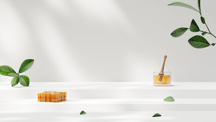 Honeycomb background product podium display 3d stand