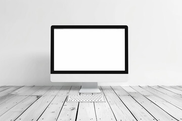 Computer blank screen on white background.