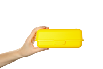 PNG, Yellow lunch box, isolated on white background