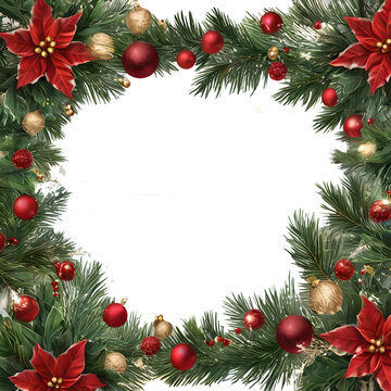Decorative Christmas border on transparent background
