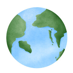 Planet Earth., Symbol of life, nature, foundation, ecology, international events, Watercolor hand drawn illustration Earth globe, Clip art element for design pattern, stickers, brochure