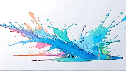 Anime style image illustration of colorful water splashes