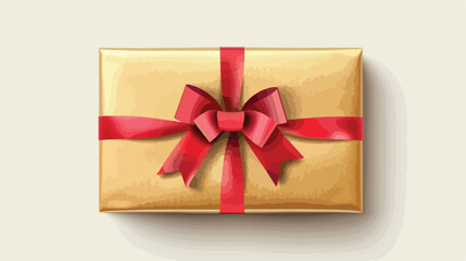 Gift box 3d red ribbon bow Isolated white background.