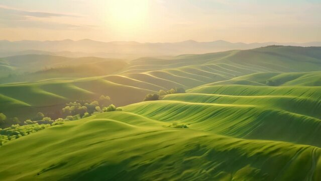 green hill landscape. 4k video animation