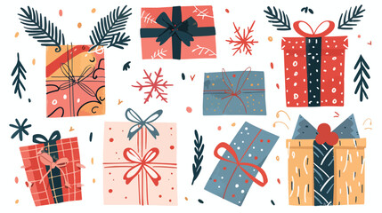 Gift box for Christmas and New Year  flat vector 