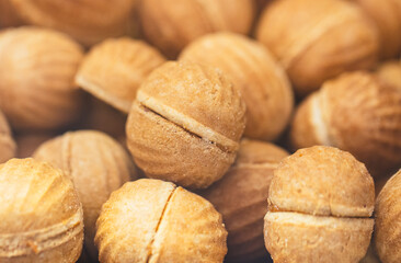 Walnuts with sweet filling. Culinary products