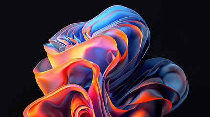 Obraz premium Abstract surface and lines background 3D rendering, blue wave abstract background