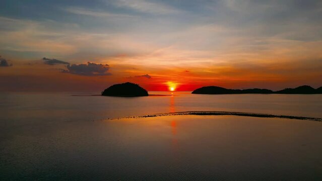 sunset between two islands
