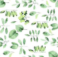 pattern with green leaves