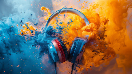 Headphones with colorful paint