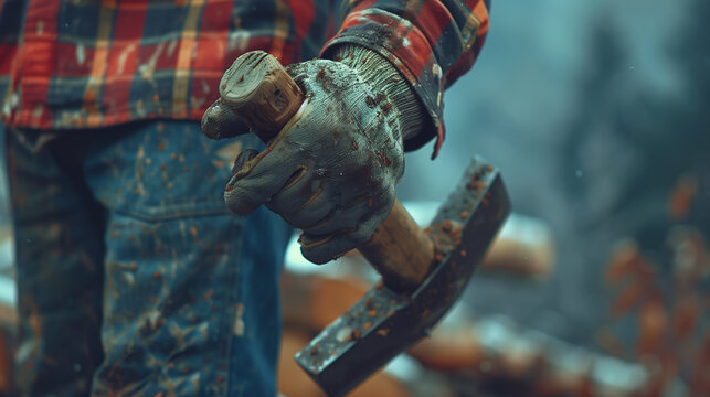 Man holding large hammer