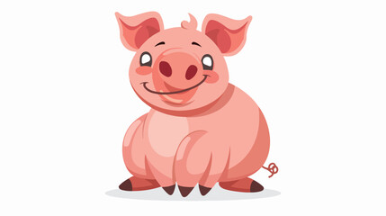 Cartoon funny pig on white background flat vector 
