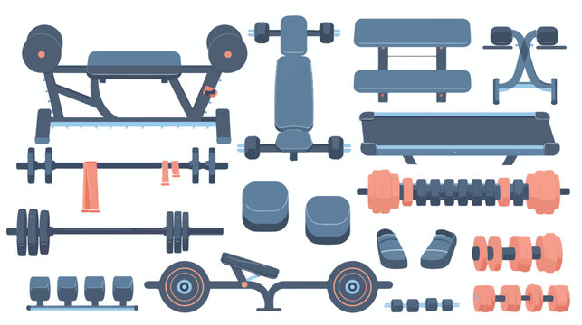 Gym equipment isolated on background. flat vector 
