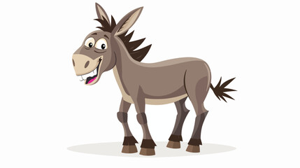 Cartoon happy donkey on white background flat vector isolated