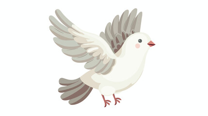 Cartoon happy dove flat vector isolated on white background