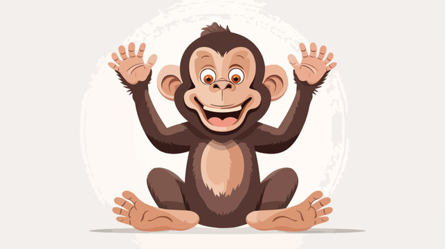 Cartoon Happy monkey presenting isolated on white background