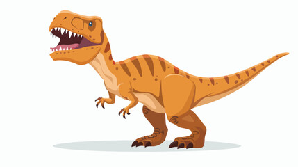 Fototapeta premium Cartoon happy tyrannosaurus on white background flat vector