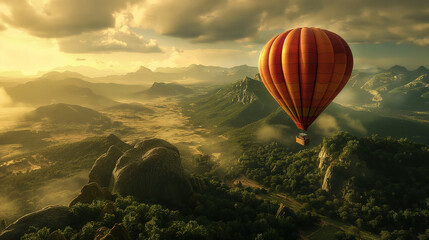 Hot Air Balloon Journey Through the Mountains