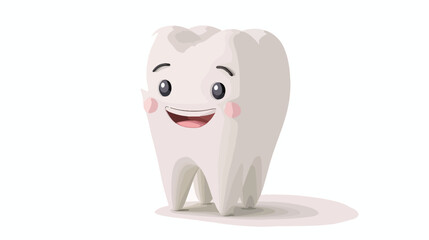 Happy White Healthy Tooth Smiling Vector Illustration