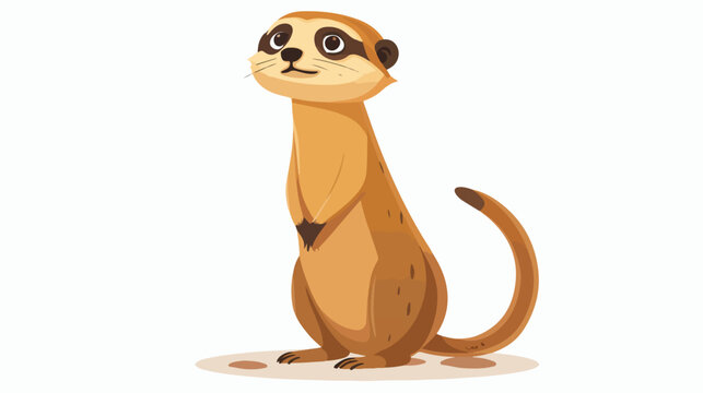 Cartoon meerkat posing flat vector isolated on white background