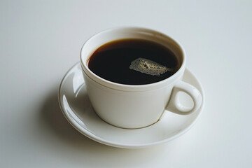 The elegant simplicity of a black coffee in a white cup, super realistic
