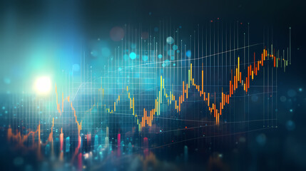 Digitally Generated Currency and Exchange Stock Chart for Finance and Economy Based Computer Software and Coding Display - obrazy, fototapety, plakaty