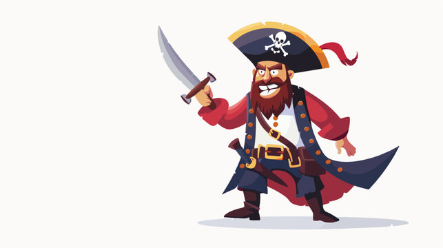 cartoon pirate flat vector isolated on white background