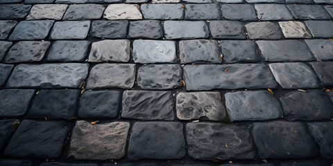 Black texture of the road, A close up of a stone floor with a pattern of squares generative ai