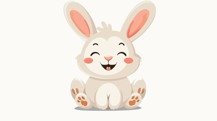 Cartoon smiling baby rabbit isolated on white background