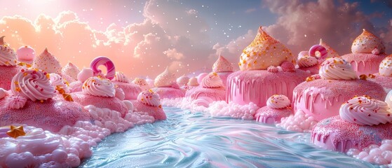 Candy earthquake causing a ripple through a land of layered cakes