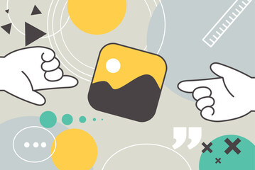 Business concept illustration. Vector illustration of gallery, photography, image, social media. Creative concept for web banner, social media banner, business presentation, marketing material