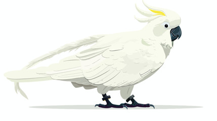 Cartoon white cockatoo on white background flat vector