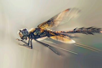 Experimenting with textural elements to convey the speed and agility of a dragon fly in motion - obrazy, fototapety, plakaty